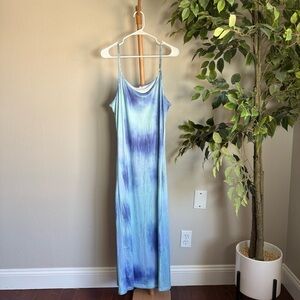 Beautiful Blue Patterned Slip Maxi Dress Unbranded Women's Plus Size 1XL